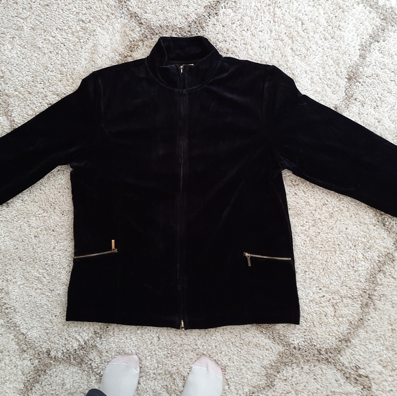 JM Collection Jackets & Coats Black Velour Jacket Poshmark
